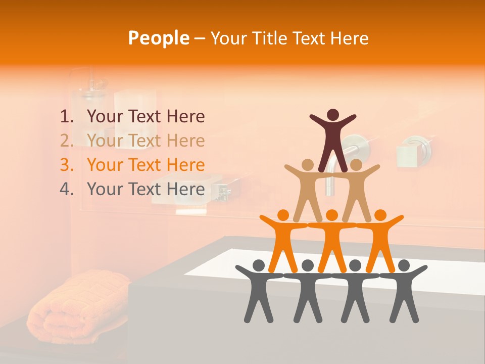 A Bathroom With Orange Walls And A White Sink PowerPoint Template