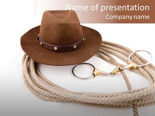 A Brown Hat And A Rope On A White Background PowerPoint Template