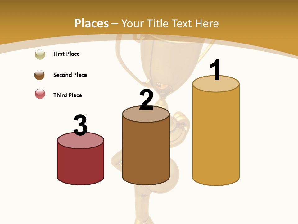 A Golden Trophy With A Person Holding It PowerPoint Template