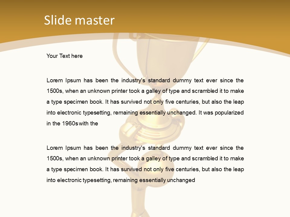 A Golden Trophy With A Person Holding It PowerPoint Template