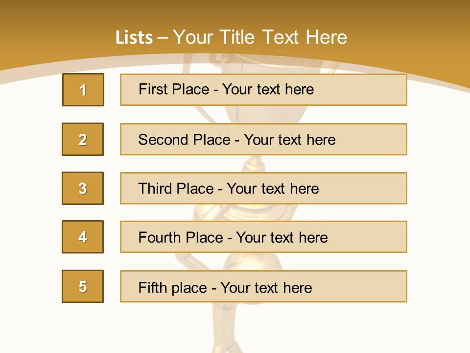 A Golden Trophy With A Person Holding It PowerPoint Template