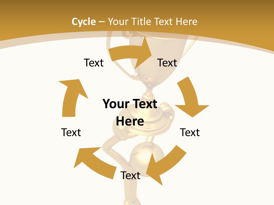 A Golden Trophy With A Person Holding It PowerPoint Template