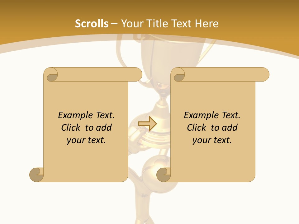 A Golden Trophy With A Person Holding It PowerPoint Template