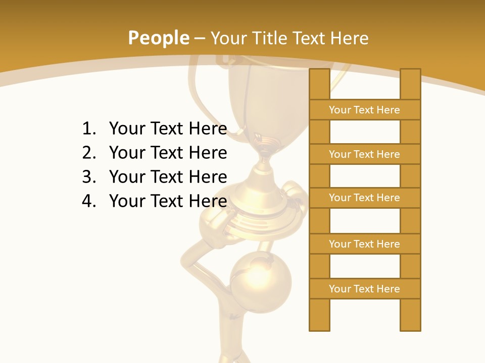 A Golden Trophy With A Person Holding It PowerPoint Template