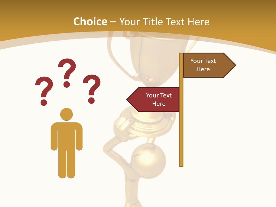 A Golden Trophy With A Person Holding It PowerPoint Template