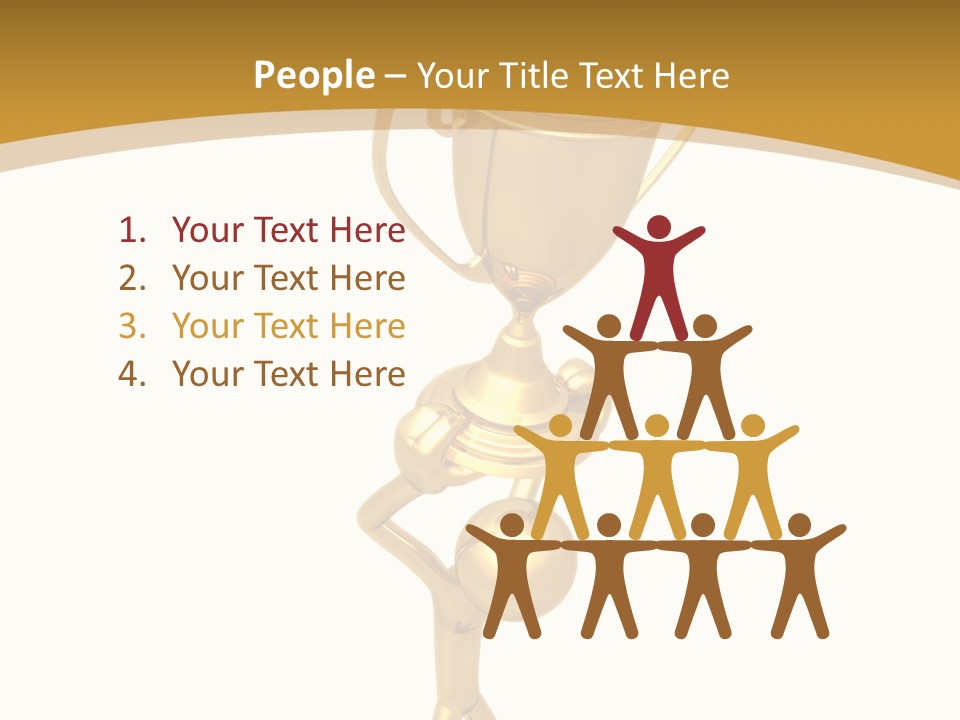 A Golden Trophy With A Person Holding It PowerPoint Template