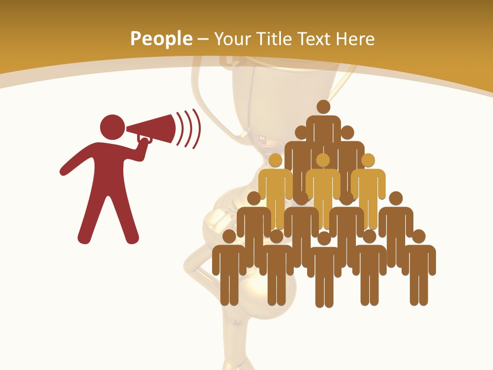 A Golden Trophy With A Person Holding It PowerPoint Template