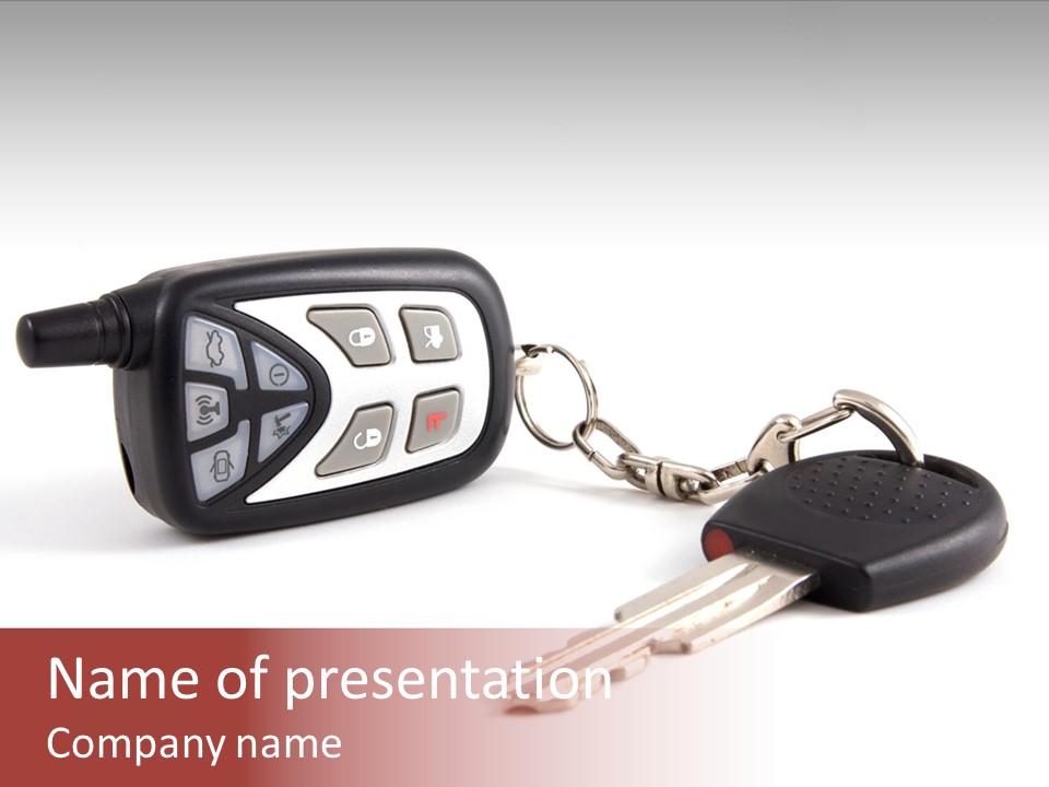 A Car Key Chain With A Remote Control PowerPoint Template