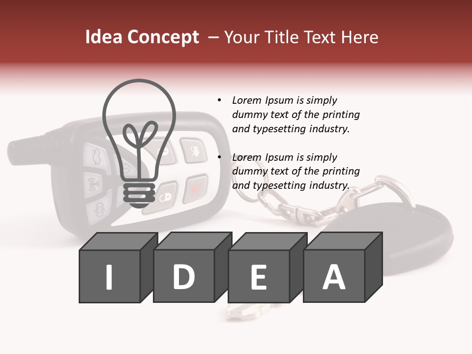 A Car Key Chain With A Remote Control PowerPoint Template