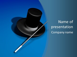 A Black Hat And A White Stick On A Blue Background PowerPoint Template