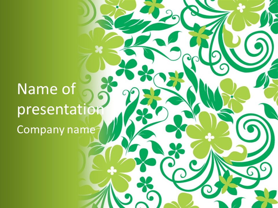 A Green And White Floral Powerpoint Presentation PowerPoint Template