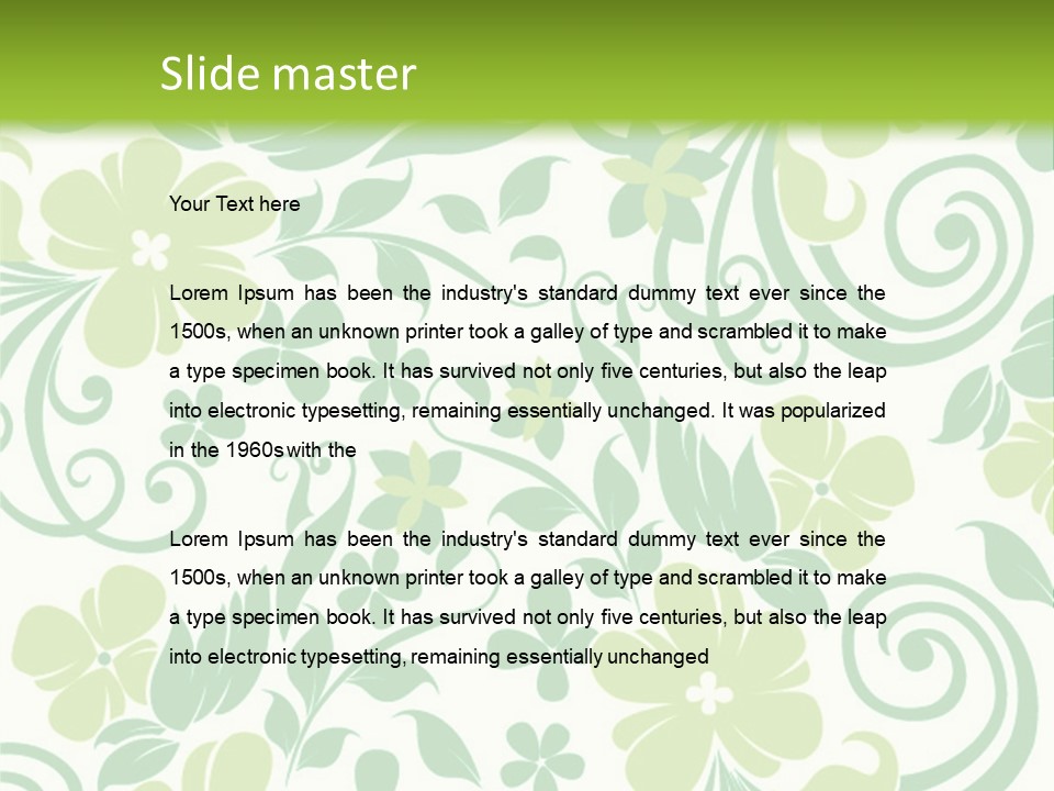 A Green And White Floral Powerpoint Presentation PowerPoint Template