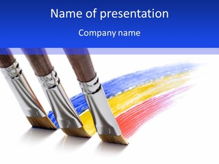 Three Paintbrushes With Different Colors Of Paint On Them PowerPoint Template