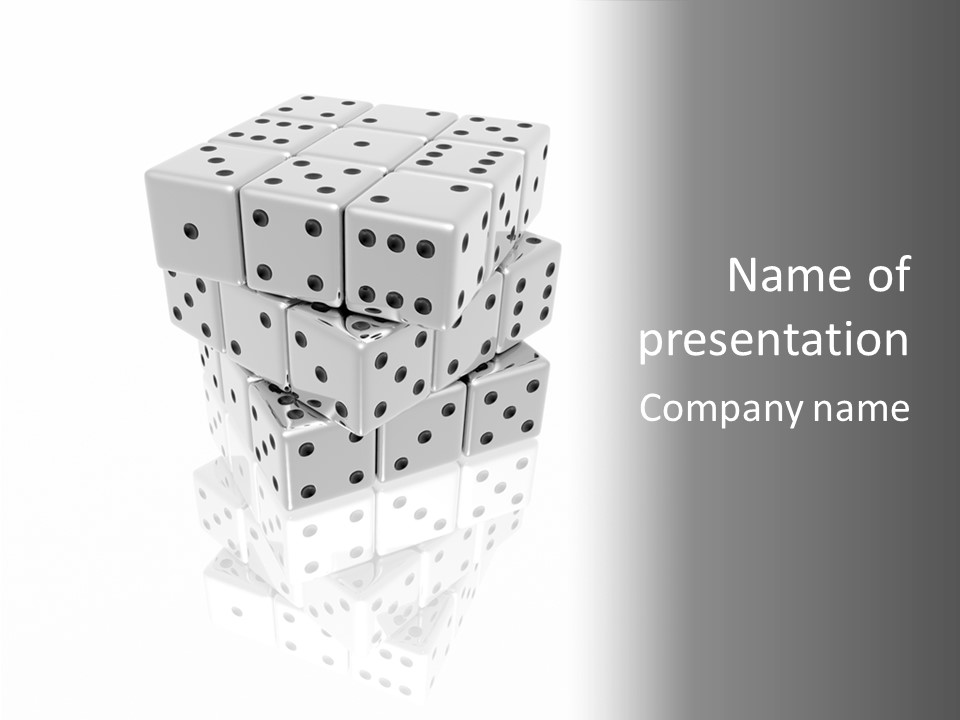 A Group Of Dices Sitting On Top Of Each Other PowerPoint Template