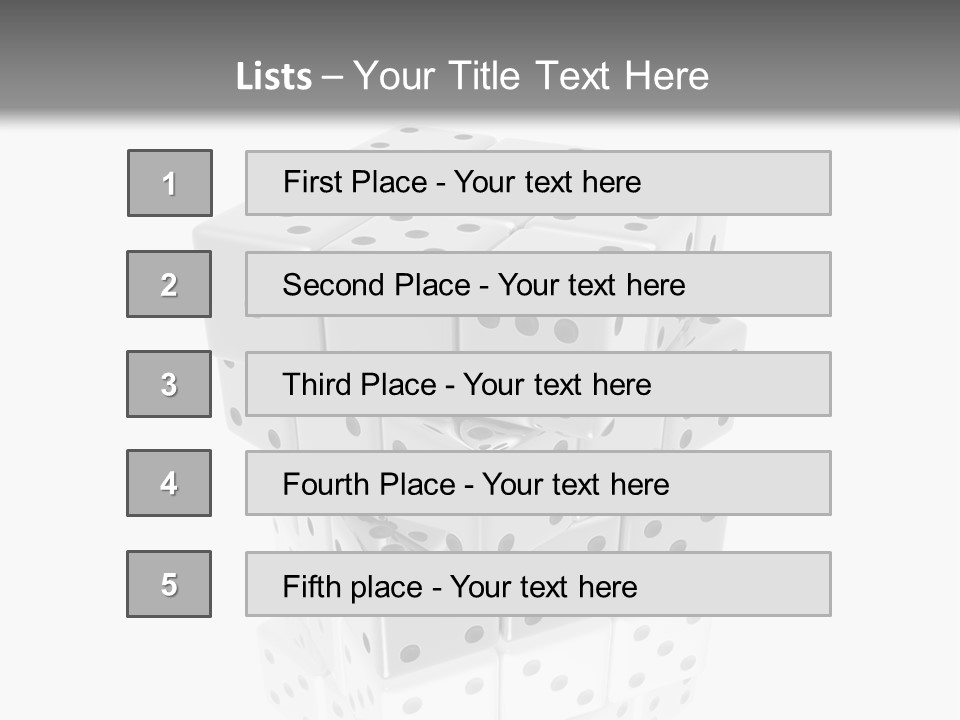 A Group Of Dices Sitting On Top Of Each Other PowerPoint Template