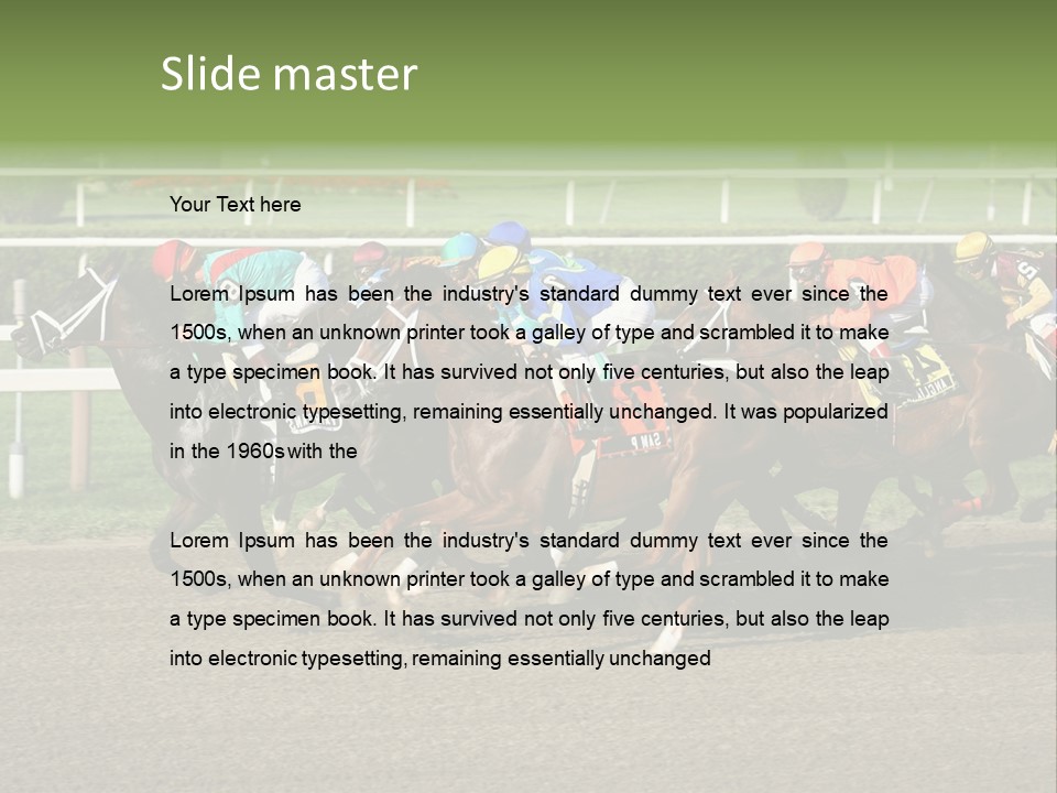 A Group Of Horses Racing Down A Race Track PowerPoint Template