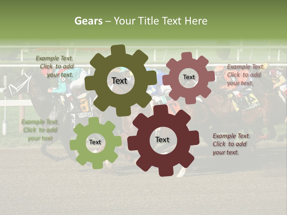 A Group Of Horses Racing Down A Race Track PowerPoint Template