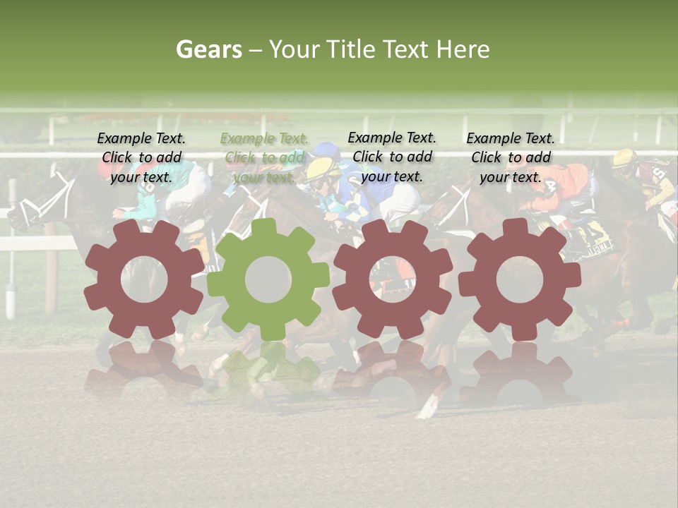 A Group Of Horses Racing Down A Race Track PowerPoint Template