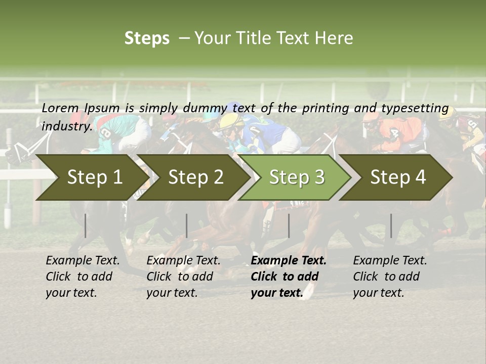 A Group Of Horses Racing Down A Race Track PowerPoint Template