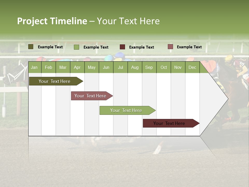 A Group Of Horses Racing Down A Race Track PowerPoint Template