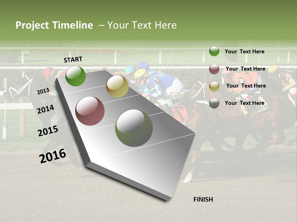 A Group Of Horses Racing Down A Race Track PowerPoint Template