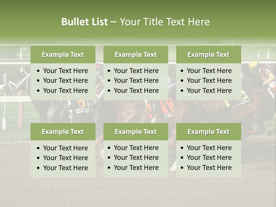 A Group Of Horses Racing Down A Race Track PowerPoint Template