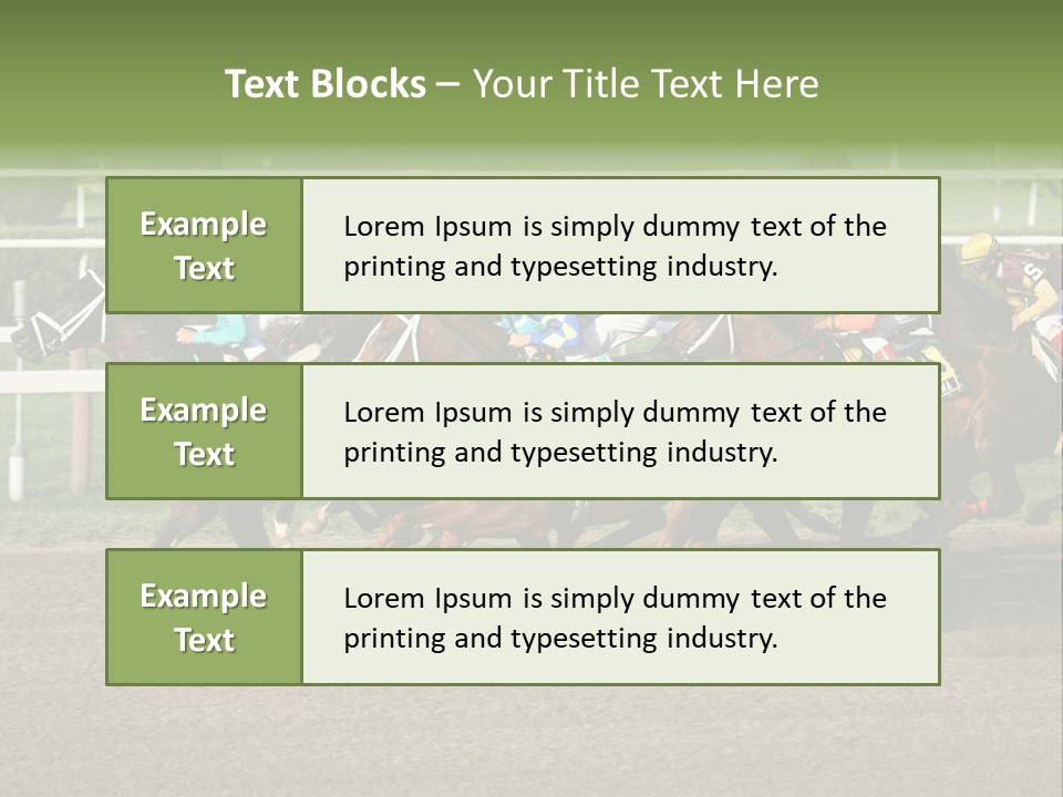A Group Of Horses Racing Down A Race Track PowerPoint Template