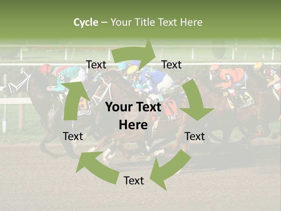 A Group Of Horses Racing Down A Race Track PowerPoint Template