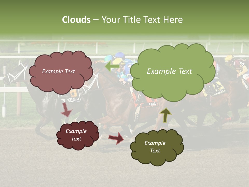 A Group Of Horses Racing Down A Race Track PowerPoint Template