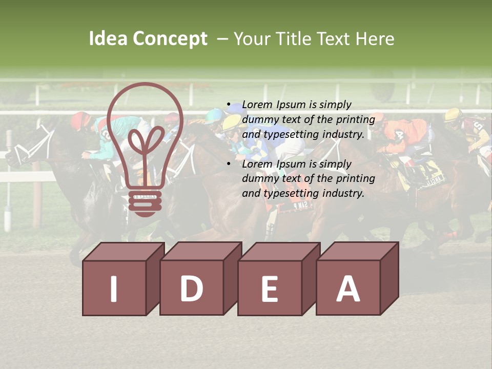 A Group Of Horses Racing Down A Race Track PowerPoint Template