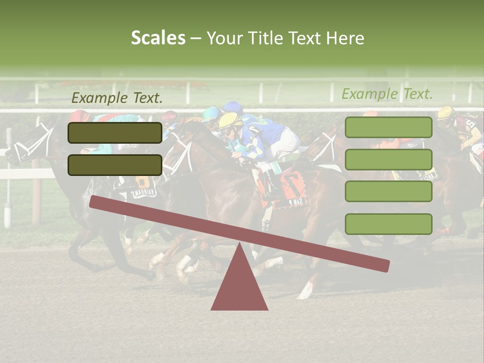 A Group Of Horses Racing Down A Race Track PowerPoint Template
