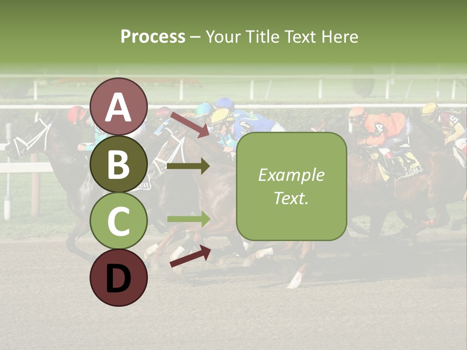 A Group Of Horses Racing Down A Race Track PowerPoint Template