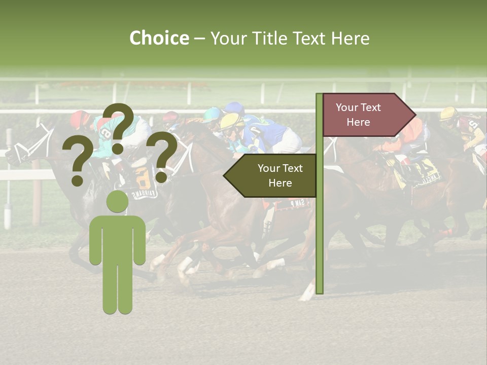 A Group Of Horses Racing Down A Race Track PowerPoint Template