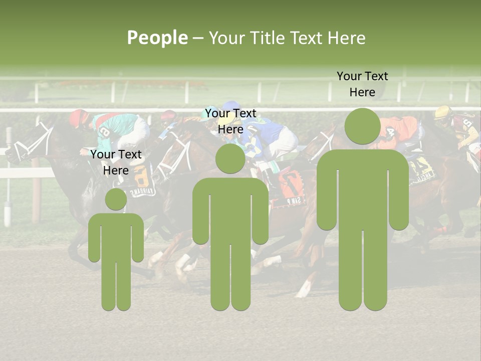 A Group Of Horses Racing Down A Race Track PowerPoint Template