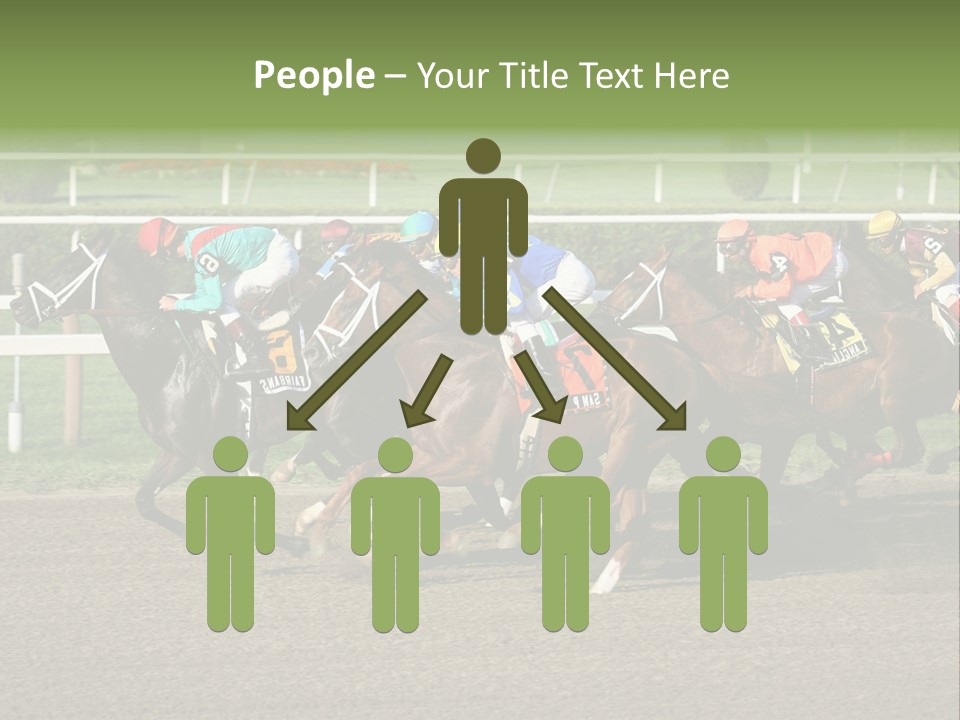 A Group Of Horses Racing Down A Race Track PowerPoint Template