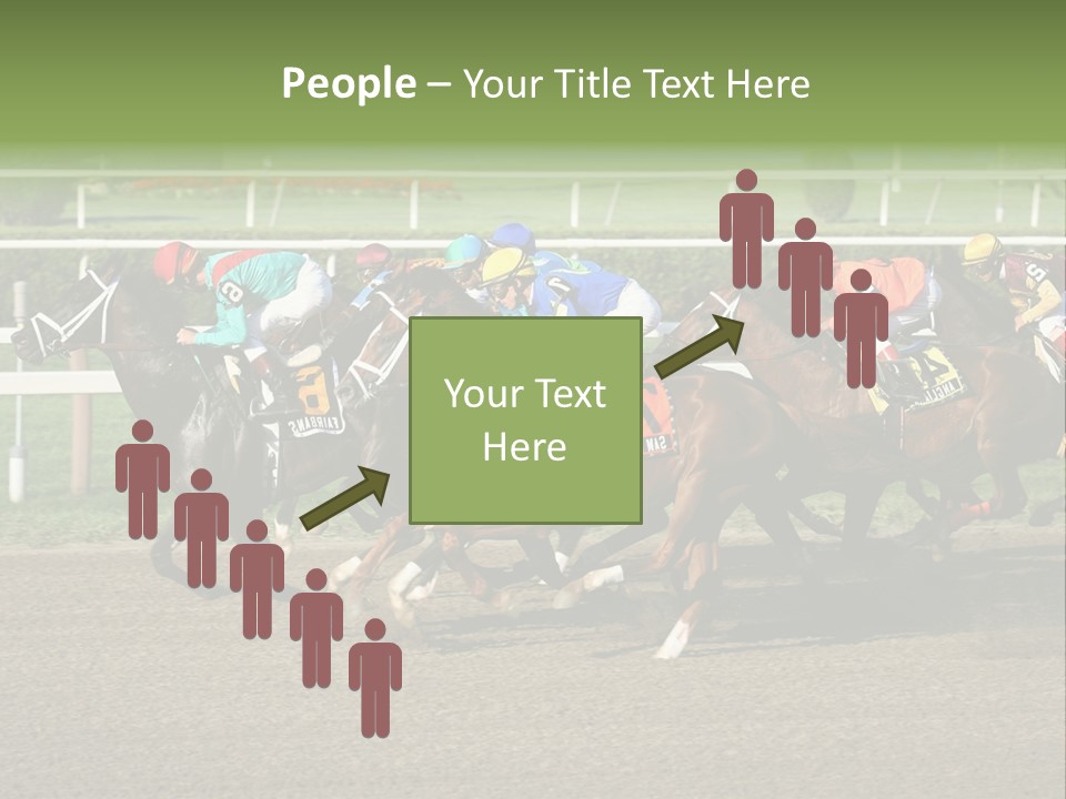 A Group Of Horses Racing Down A Race Track PowerPoint Template