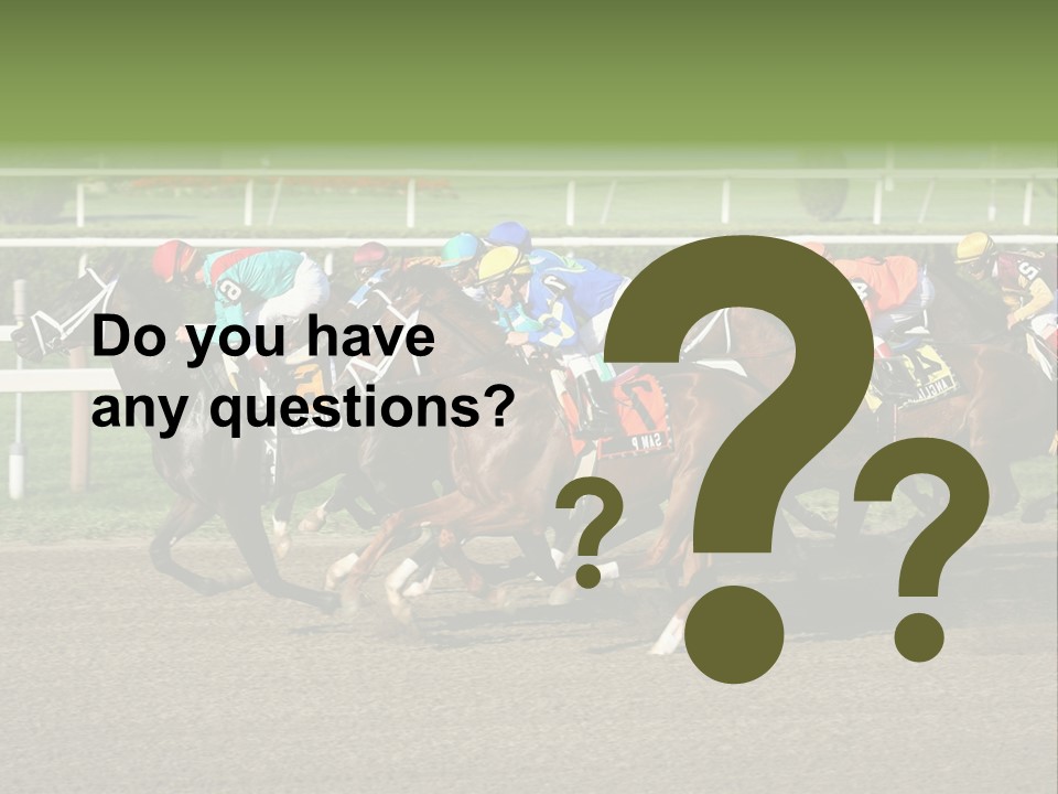 A Group Of Horses Racing Down A Race Track PowerPoint Template
