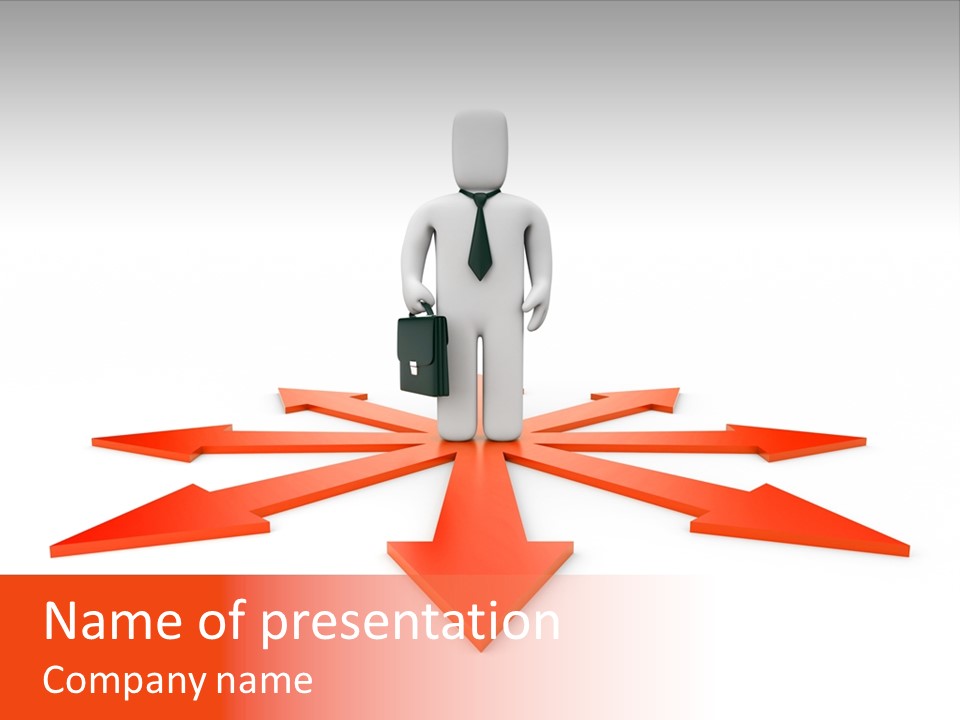 A Person Standing In Front Of A Red Arrow PowerPoint Template