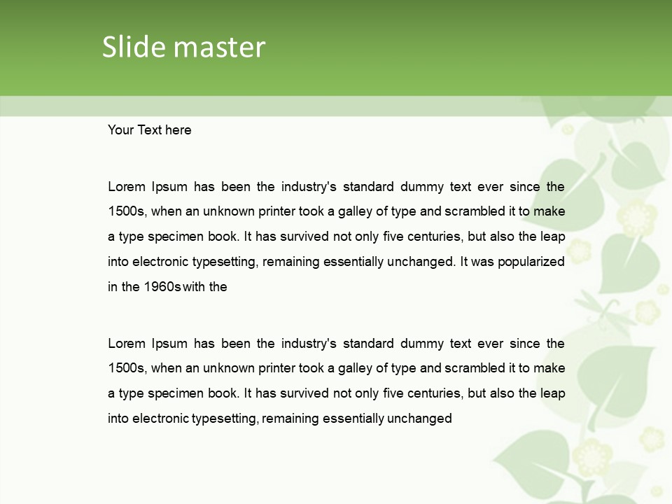 Decorative Green Leaves PowerPoint Template