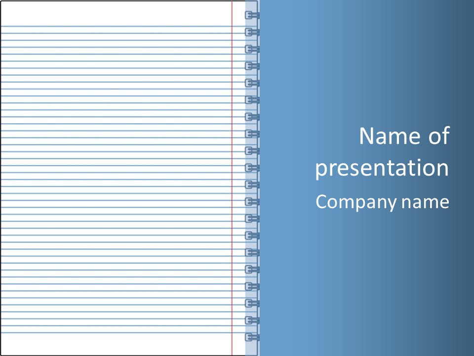 A Notebook With Lined Paper On Top Of It PowerPoint Template