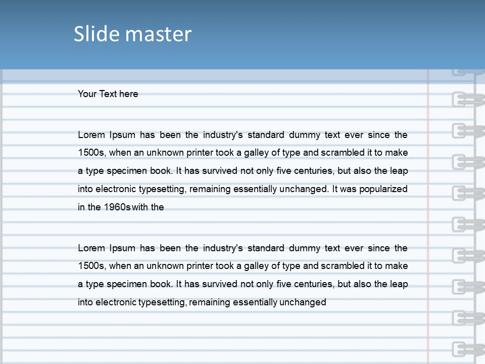 A Notebook With Lined Paper On Top Of It PowerPoint Template