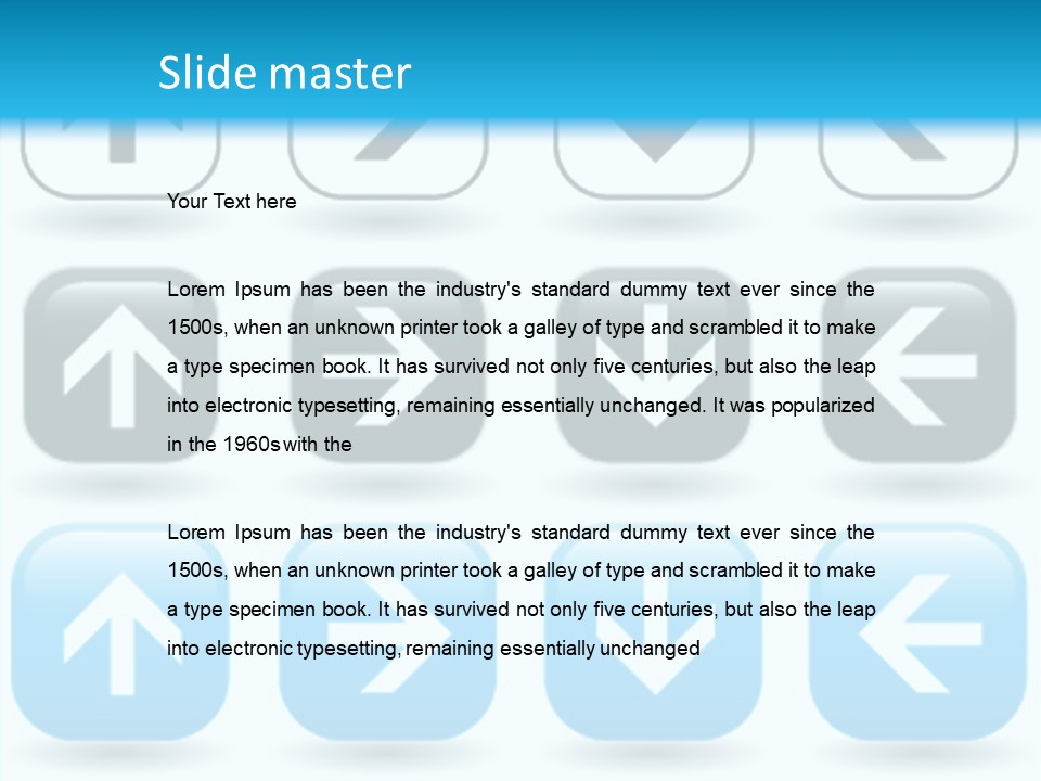 A Set Of Blue And Black Buttons With Arrows PowerPoint Template