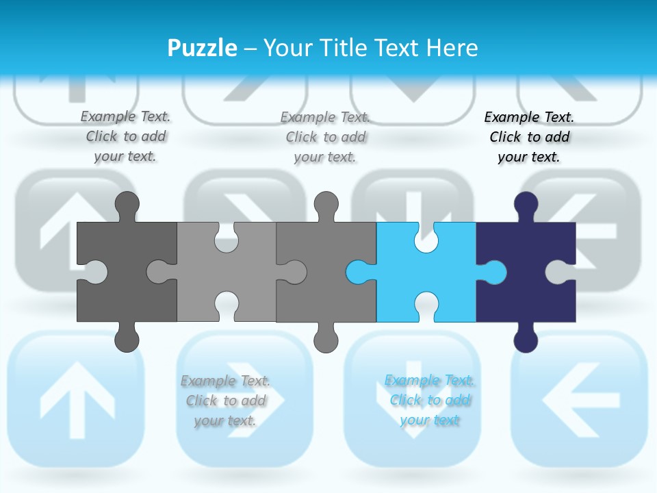 A Set Of Blue And Black Buttons With Arrows PowerPoint Template