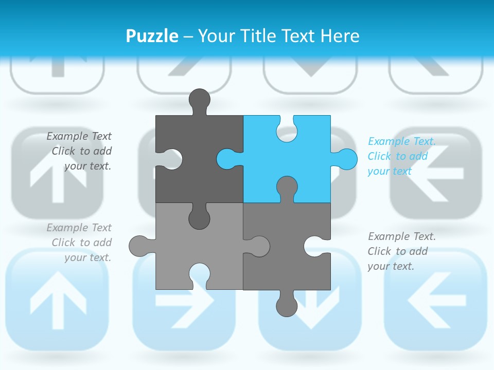 A Set Of Blue And Black Buttons With Arrows PowerPoint Template