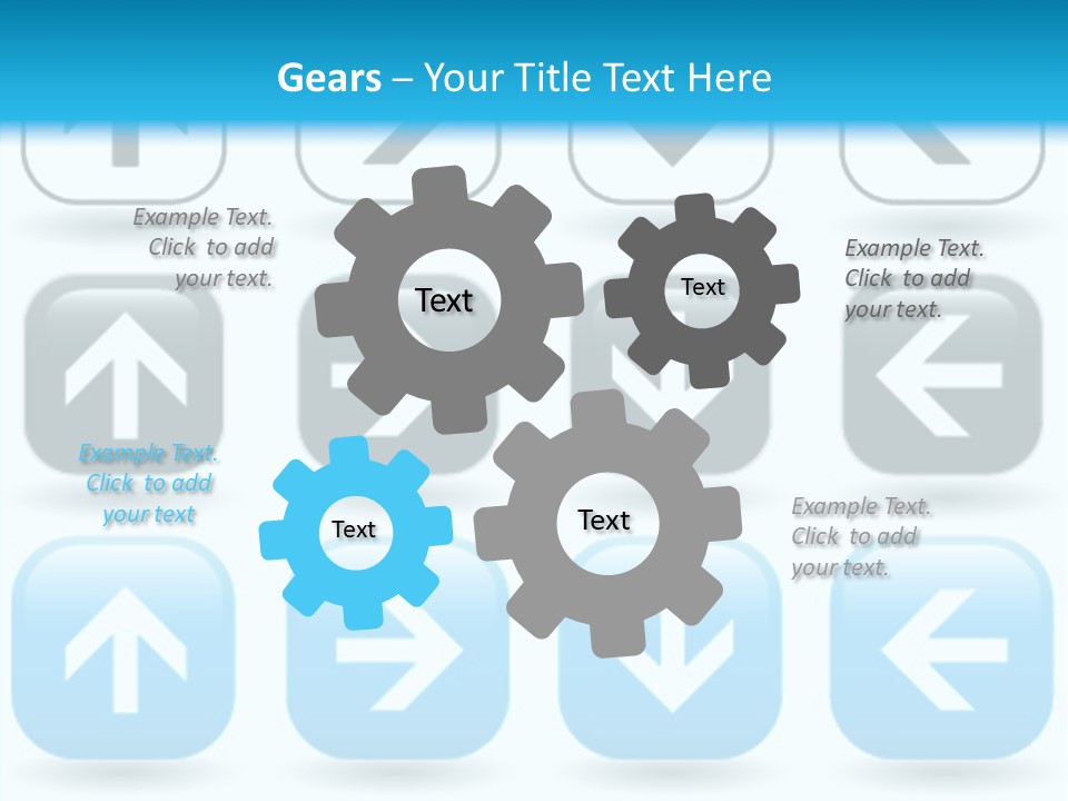 A Set Of Blue And Black Buttons With Arrows PowerPoint Template