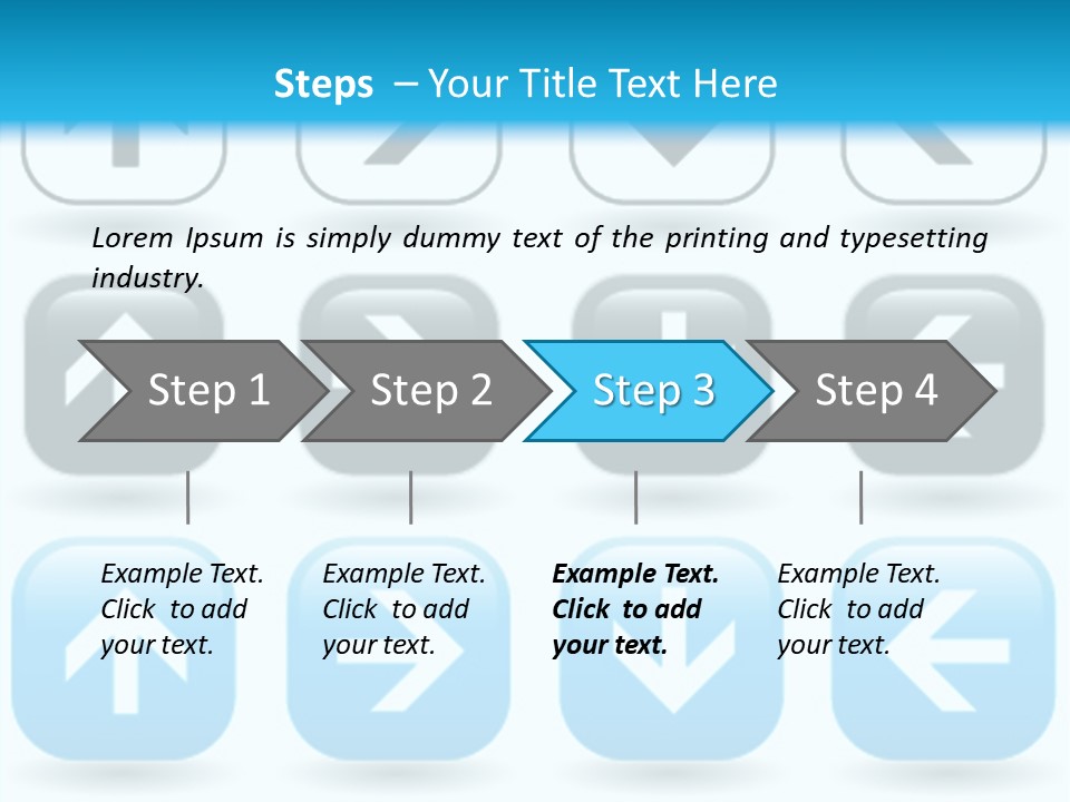 A Set Of Blue And Black Buttons With Arrows PowerPoint Template