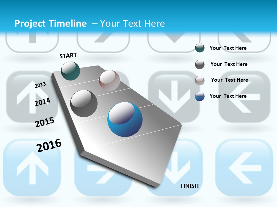 A Set Of Blue And Black Buttons With Arrows PowerPoint Template