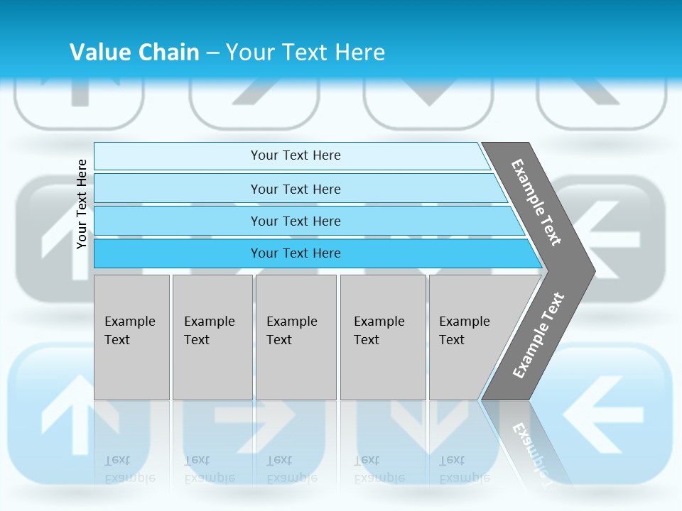 A Set Of Blue And Black Buttons With Arrows PowerPoint Template