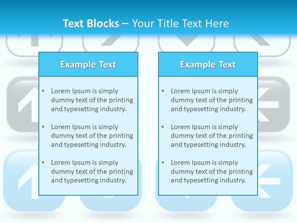 A Set Of Blue And Black Buttons With Arrows PowerPoint Template