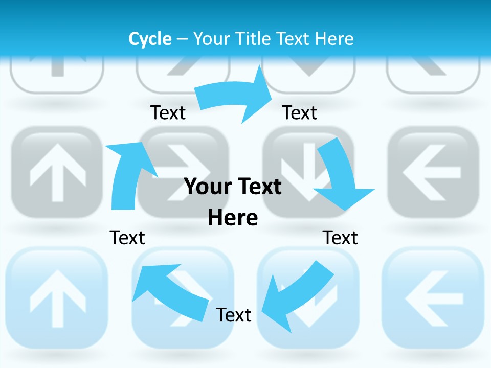 A Set Of Blue And Black Buttons With Arrows PowerPoint Template